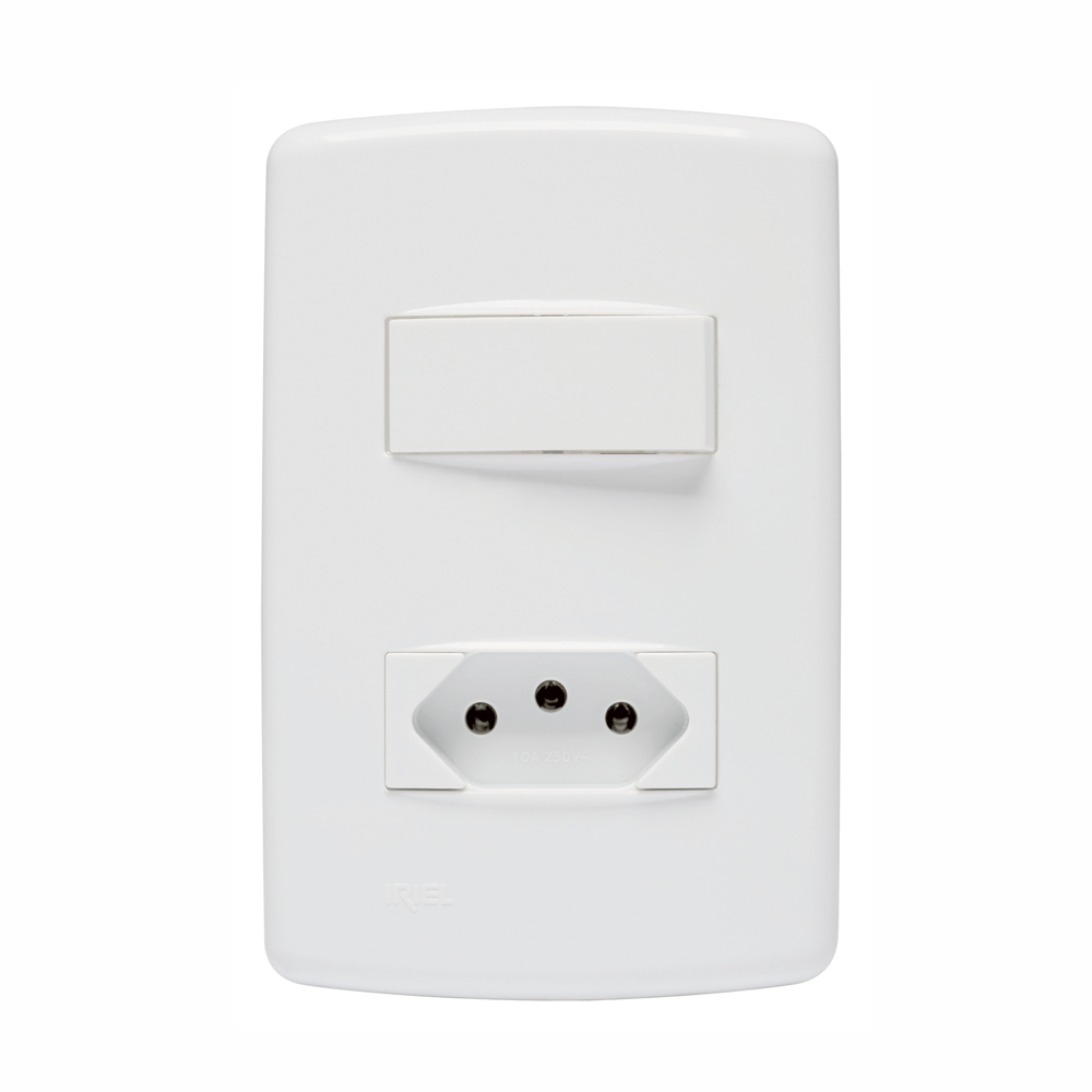 Encontraproduto.com.br - Conjunto com 1 Interruptor + 1 Tomada 10A Duale Up - Soprano
