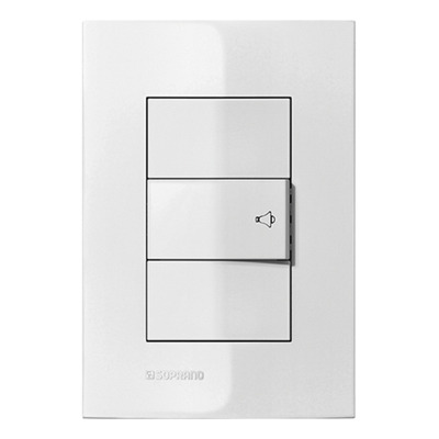 Encontraproduto.com.br - Conjunto 1 Pulsador Campainha 10A Branco Iris - Soprano