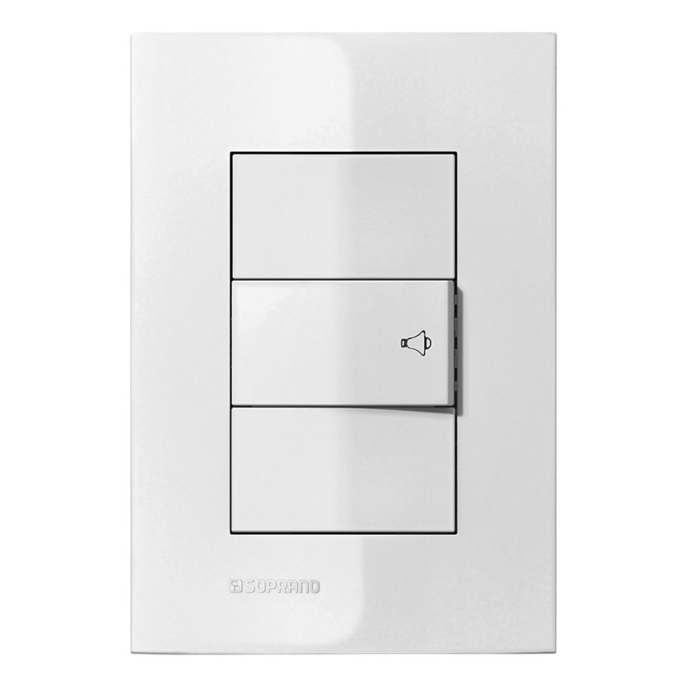 Encontraproduto.com.br - Conjunto 1 Pulsador Campainha 10A Branco Iris - Soprano