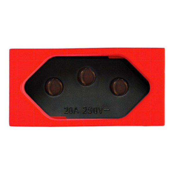 Encontraproduto.com.br - Módulo Tomada 2P+T 10A 250V ~ Vermelho/Carbono Revitá - Soprano