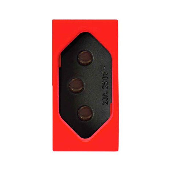 Encontraproduto.com.br - Módulo Tomada 2P+T 10A 250V ~ Vermelho/Carbono Revitá - Soprano