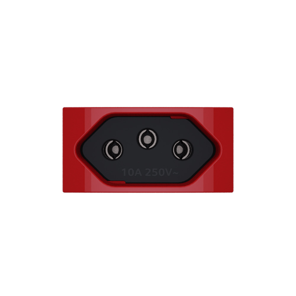 Encontraproduto.com.br - Módulo Tomada 2P+T 10A 250V ~ Vermelho/Carbono Revitá - Soprano