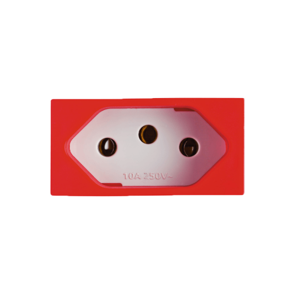Módulo Tomada 2P+T 20A 250V ~ Vermelho/Branco Revitá - Soprano