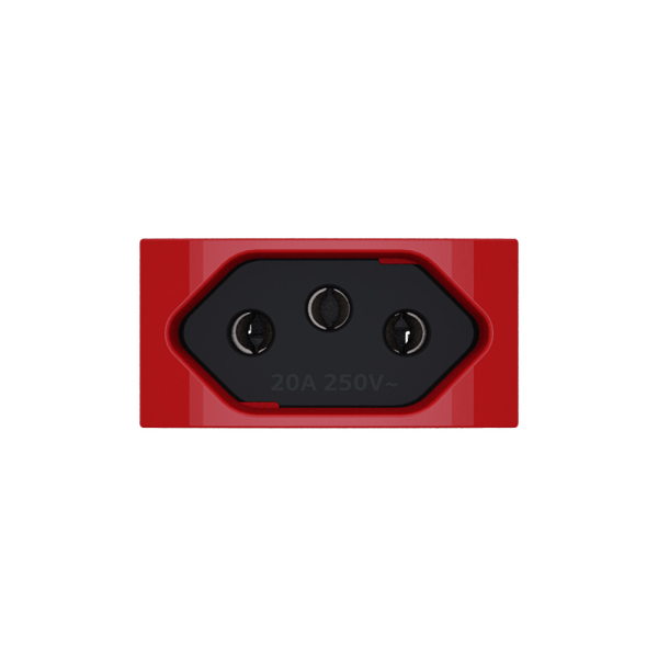 Encontraproduto.com.br - Módulo Tomada 2P+T 20A 250V ~ Vermelho/Carbono Revitá - Soprano