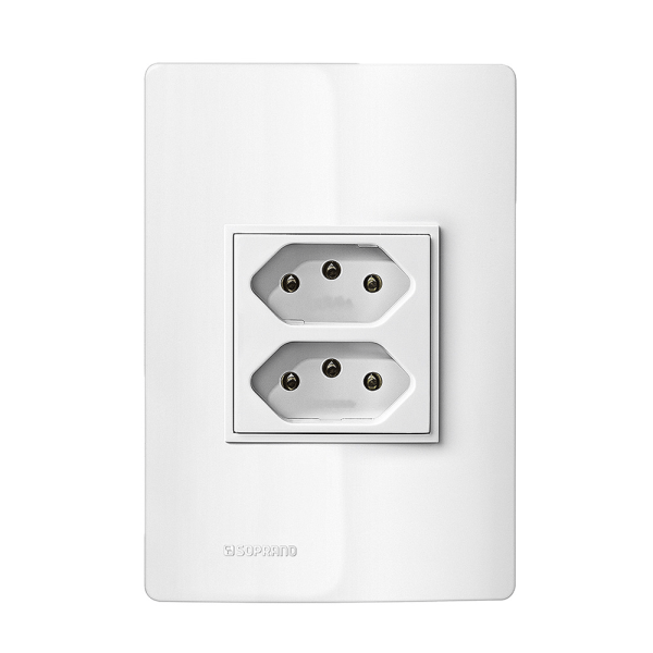 Encontraproduto.com.br - Conjunto 1 Tomada 2P+T Duplex 20A 250V ~ 4X2 Branco Revitá - Soprano