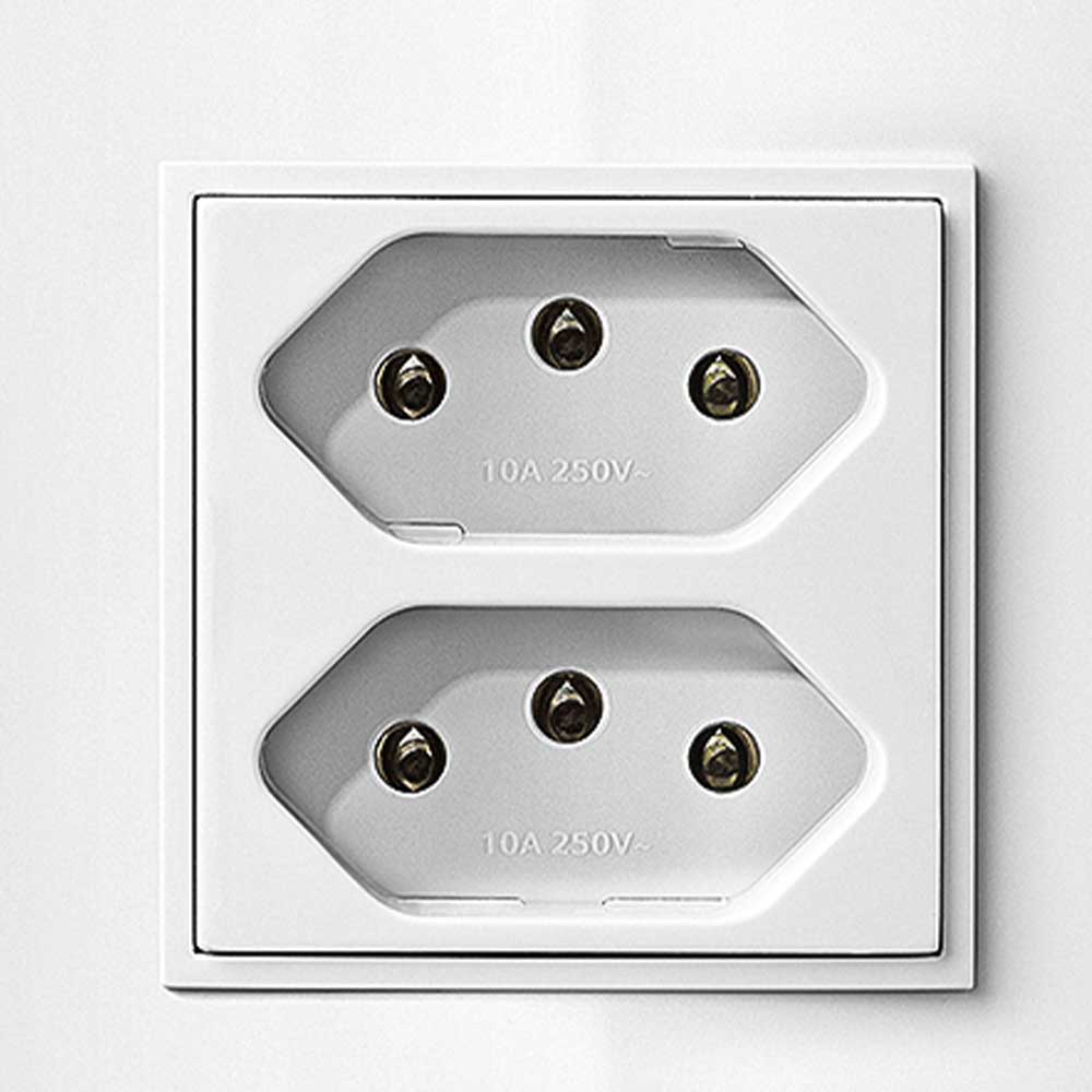 Encontraproduto.com.br - Conjunto 1 Tomada 2P+T Duplex 10A 250V ~ 4X2 Branco Revitá - Soprano