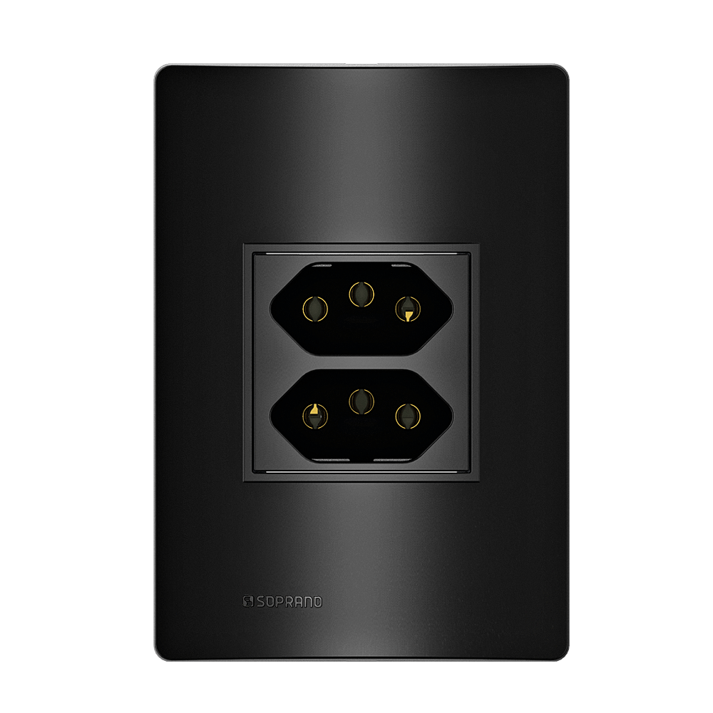 Encontraproduto.com.br - Conjunto 1 Tomada 2P+T Duplex 10A 250V ~ 4X2 Carbono Revitá - Soprano