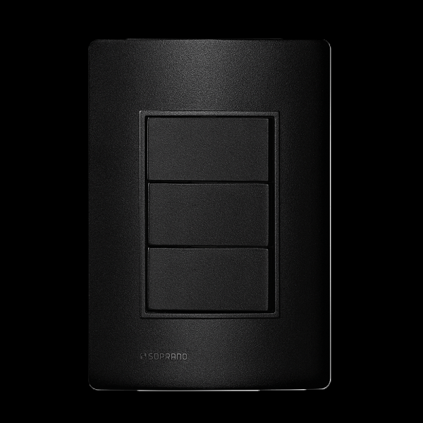Encontraproduto.com.br - Conjunto 3 Interruptores Paralelo 10A x 250V ~ 4x2 Carbono Revitá Soprano