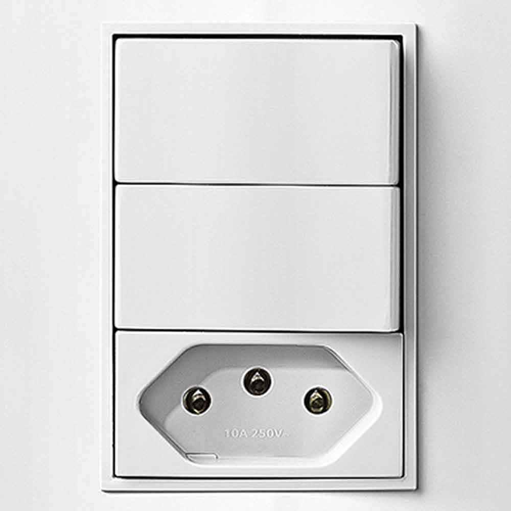 Encontraproduto.com.br - Conjunto 2 Interruptores Paralelos+Tomada 10A Revitá Soprano