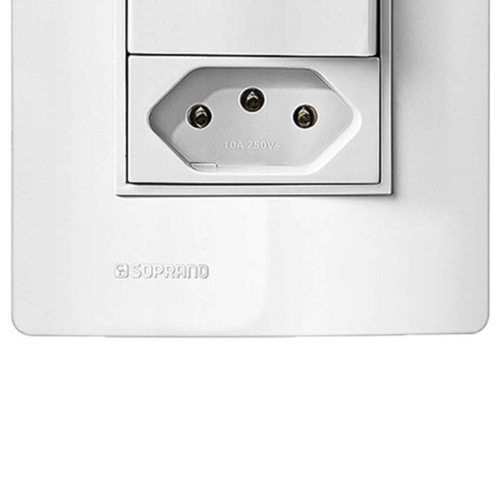 Encontraproduto.com.br - Conjunto 2 Interruptores Paralelos+Tomada 10A Revitá Soprano