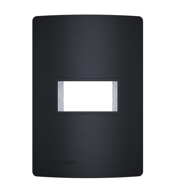 Encontraproduto.com.br - Placa 1 Módulo 4X2 + Suporte Carbono Revitá - Soprano