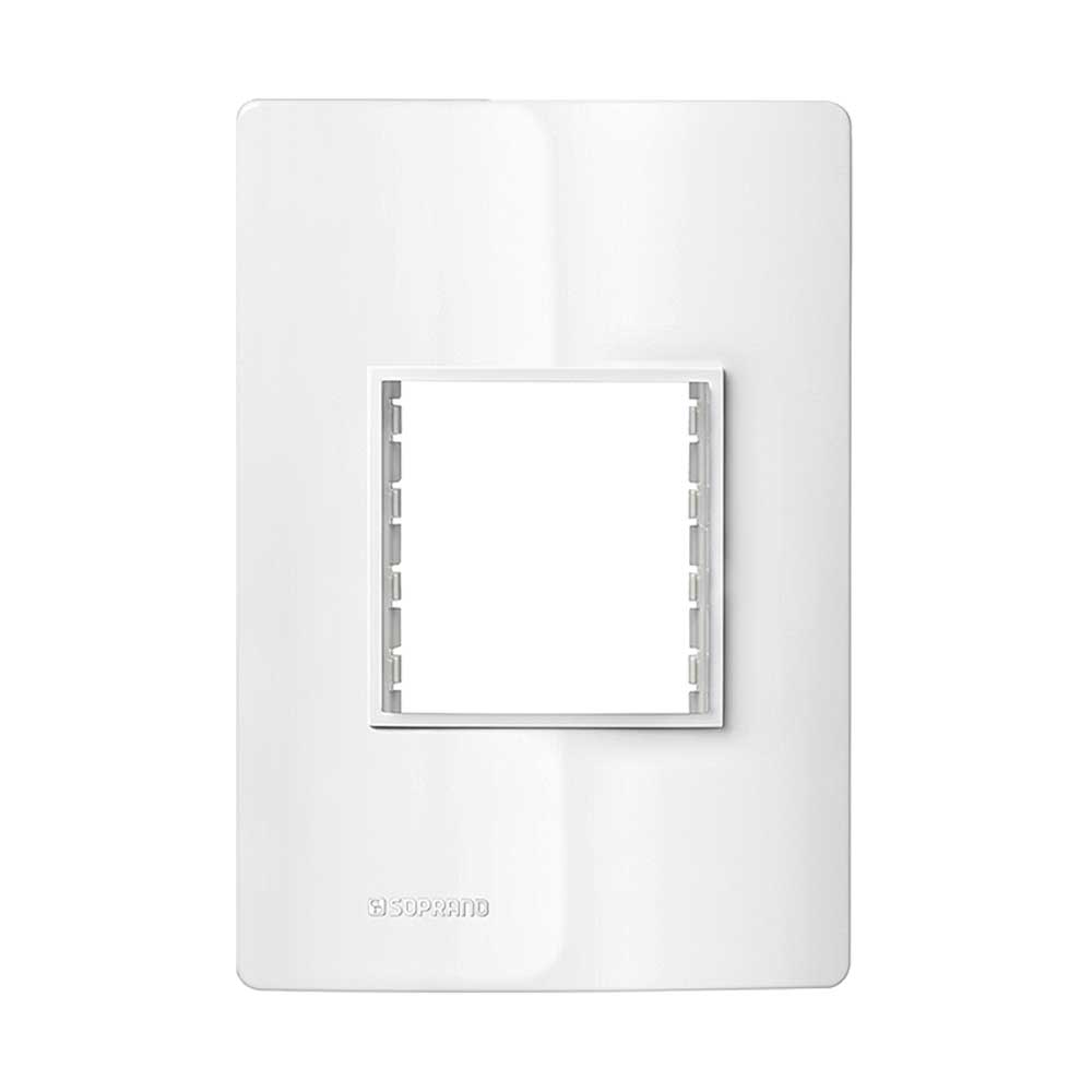 Encontraproduto.com.br - Placa 2 Módulos Juntos 4X2 + Suporte Branco Revitá - Soprano
