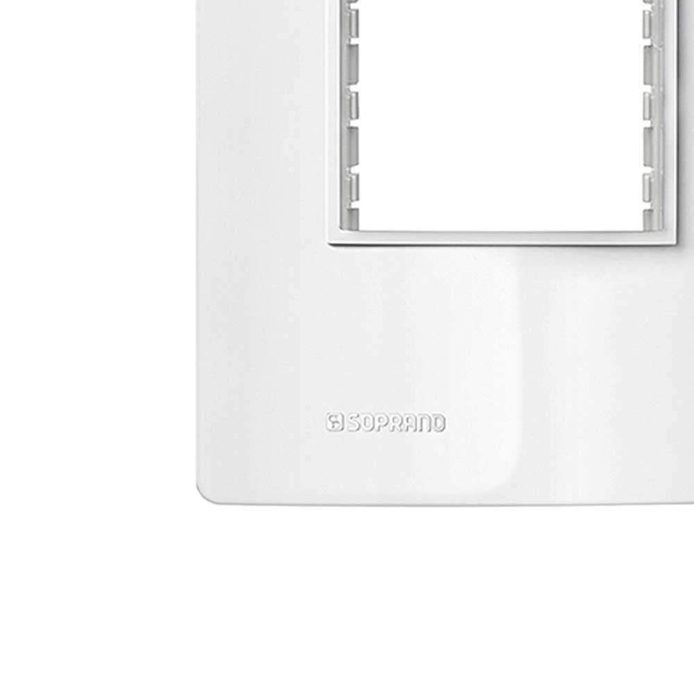 Encontraproduto.com.br - Placa 2 Módulos Juntos 4X2 + Suporte Branco Revitá - Soprano