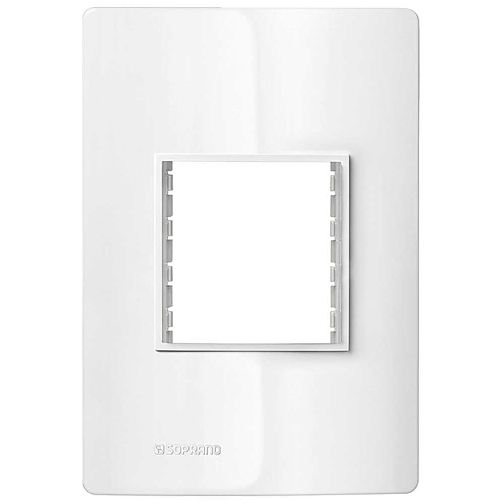 Encontraproduto.com.br - Placa 2 Módulos Juntos 4X2 + Suporte Branco Revitá - Soprano