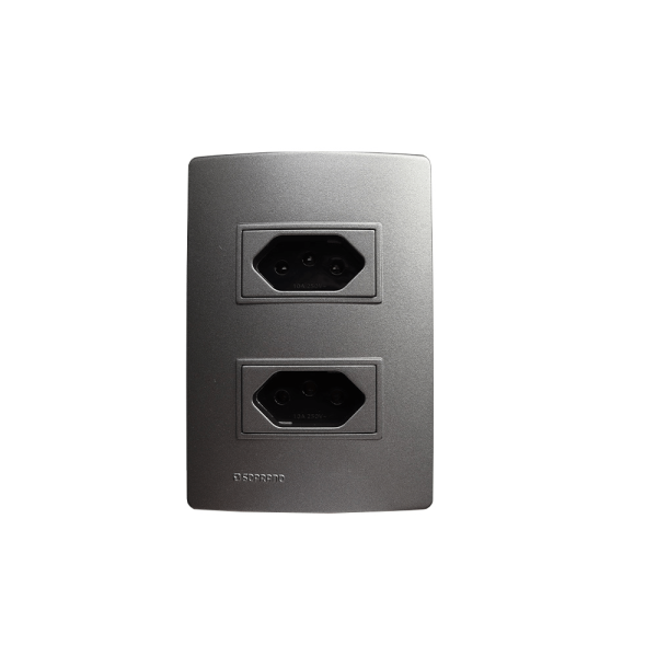 Encontraproduto.com.br - Conjunto 2 Tomadas 2P+T Separadas 10A 250V ~ 4X2 Concreto Revitá - Soprano