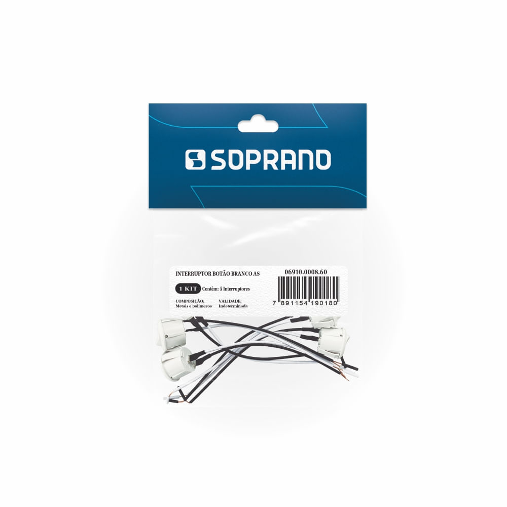 Encontraproduto.com.br - Interruptor Botão para Móveis Branco 5 peças - Soprano