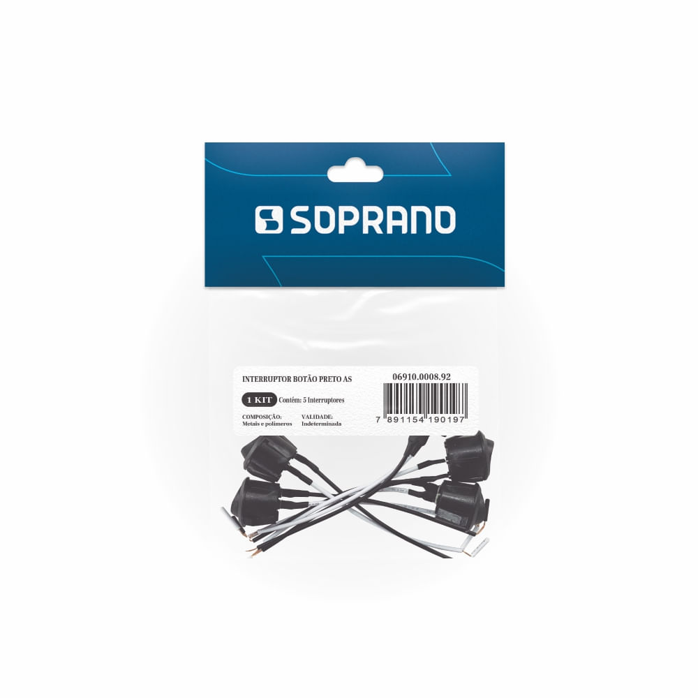Encontraproduto.com.br - Interruptor Botão para Móveis Preto 5 peças - Soprano