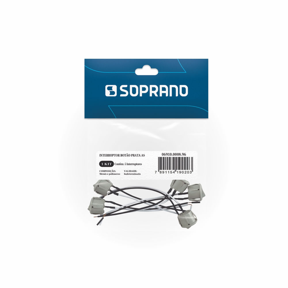 Encontraproduto.com.br - Interruptor Botão para Móveis Prata 5 peças - Soprano