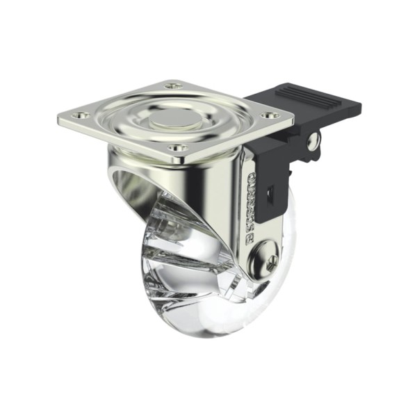 Encontraproduto.com.br - Kit 4 Rodízios Gel 50mm 2 com Freio e 2 sem Freio Chapa Giratória Níquel - Soprano