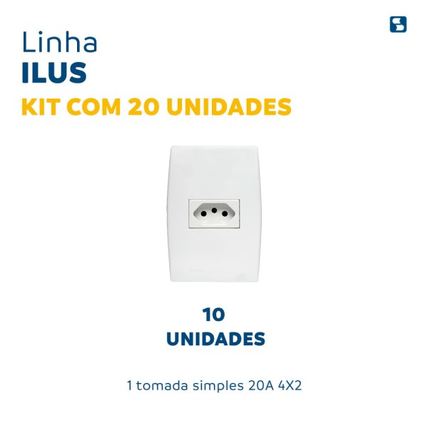 Encontraproduto.com.br - Kit 10 Conjuntos 1 Tomada 20A Branco Ilus - Soprano