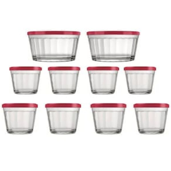 Encontraproduto.com.br - Conjunto de Tigelas Copo Americano com Tampa 10 peças
