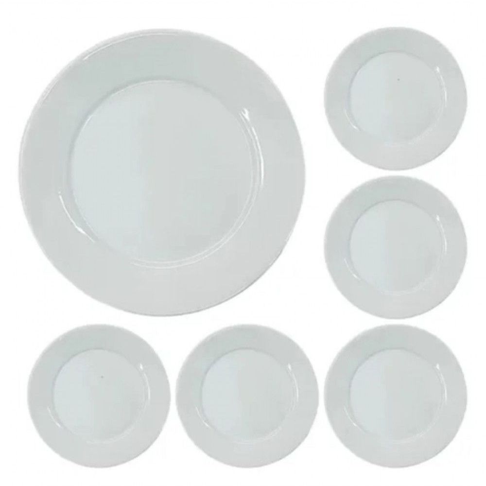 Encontraproduto.com.br - Jogo Com 12 Pratos Para Jantar E 12 Pratos Sobremesa Porcelana Bar Hotel Germer