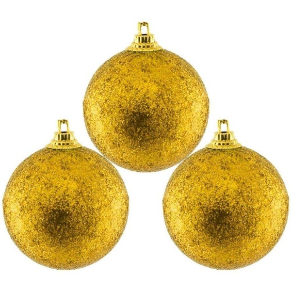 Encontraproduto.com.br - Kit 48 Bolas Enfeite árvore Natal Dourada Glitter 4,8cm
