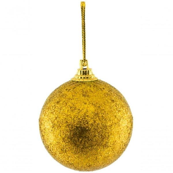 Encontraproduto.com.br - Kit 48 Bolas Enfeite árvore Natal Dourada Glitter 4,8cm