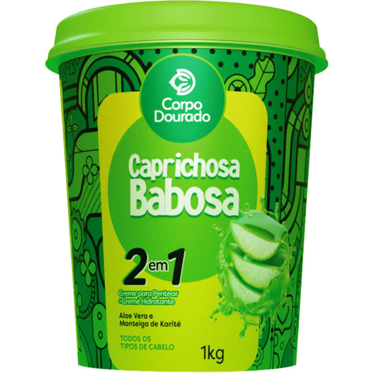 Corpo Dourado Capichosa Babosa - Creme 2 em 1 de Pentear e Hidratação 1kg