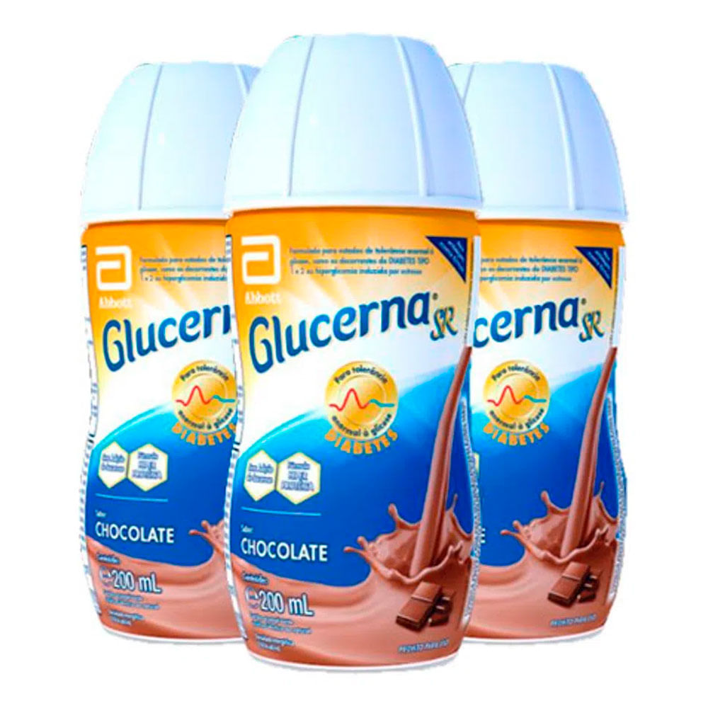 Encontraproduto.com.br - Complemento Alimentar Glucerna SR Chocolate 230ml 3 Unidades