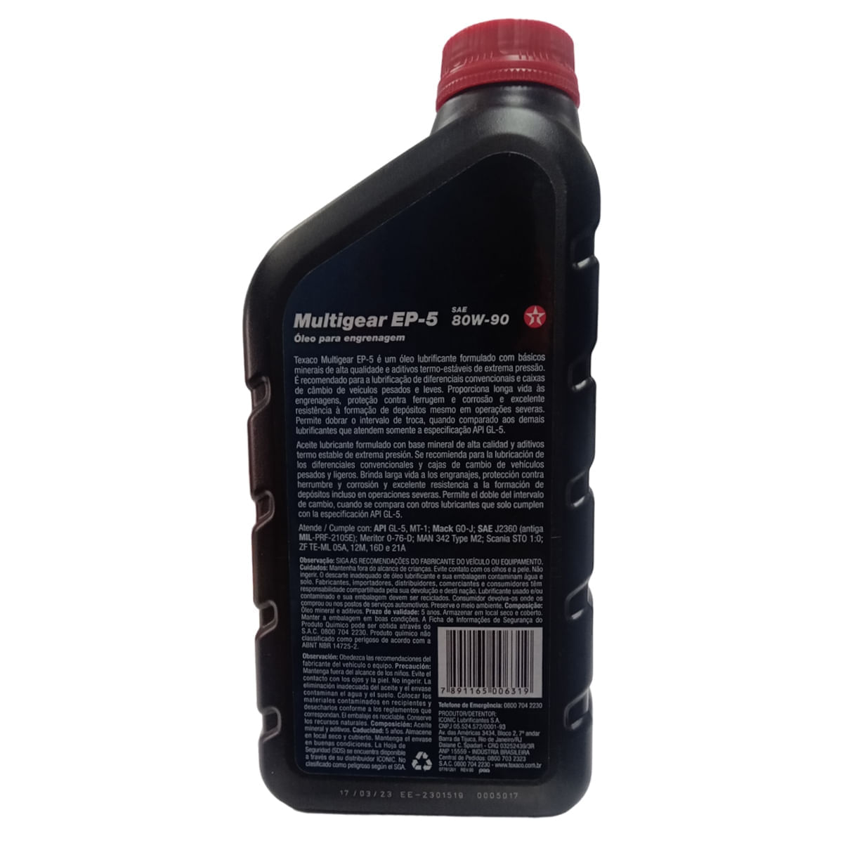 Encontraproduto.com.br - Óleo para Engrenagem SAE 80W90 Multigear EP-G - Texaco SAE J2360 API MT-1 API GL-5