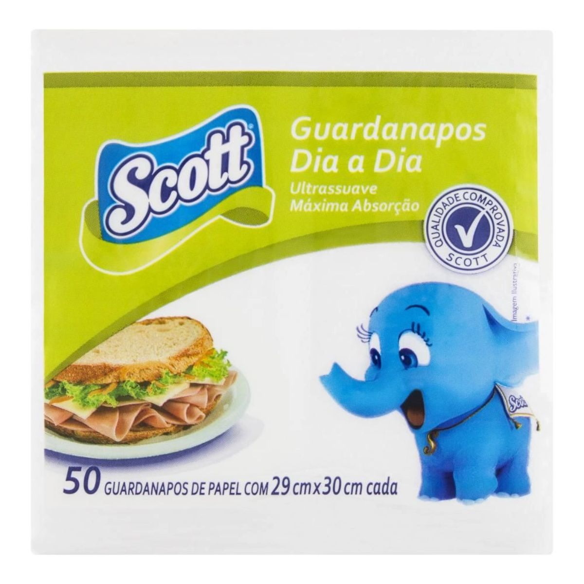 Guardanapo De Papel Folha Dupla Scott Dia A Dia 30cm X 26,2cm Pacote 50 Unidades