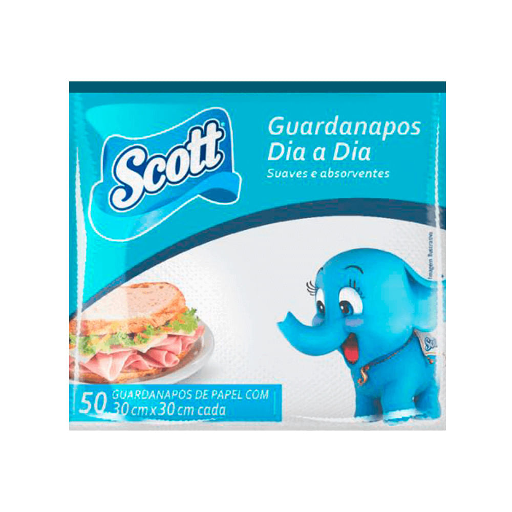 Encontraproduto.com.br - Guardanapo De Papel Folha Dupla Scott Dia A Dia 30cm X 26,2cm Pacote 50 Unidades