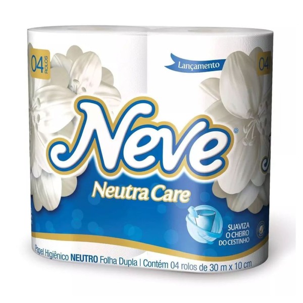 Encontraproduto.com.br - Papel Higiênico Neve Folha Dupla 30 Metros Neutro c/ 4 Unid