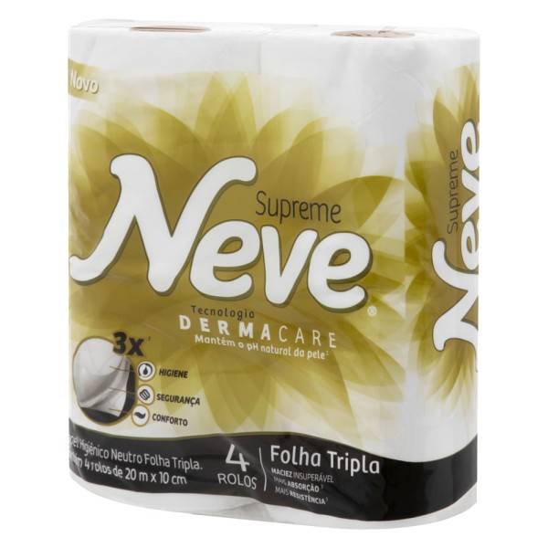 Encontraproduto.com.br - Papel Higiênico Neve Supreme Folha Tripla Neutro 20 Metros c/ 4 Unid