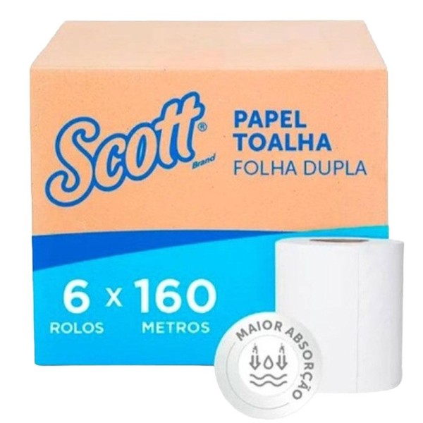 Encontraproduto.com.br - Papel Toalha Bobina Scott Essencial Folha Dupla Caixa 6X160 Metros 30227970 (MP)