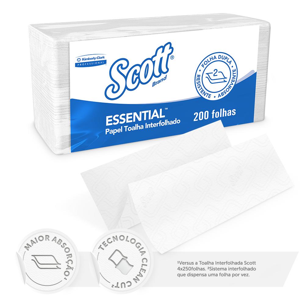 Encontraproduto.com.br - Papel Toalha Interfolha 2 Dobras Folha Dupla 21,5X22,2 com 200 Folhas Scott