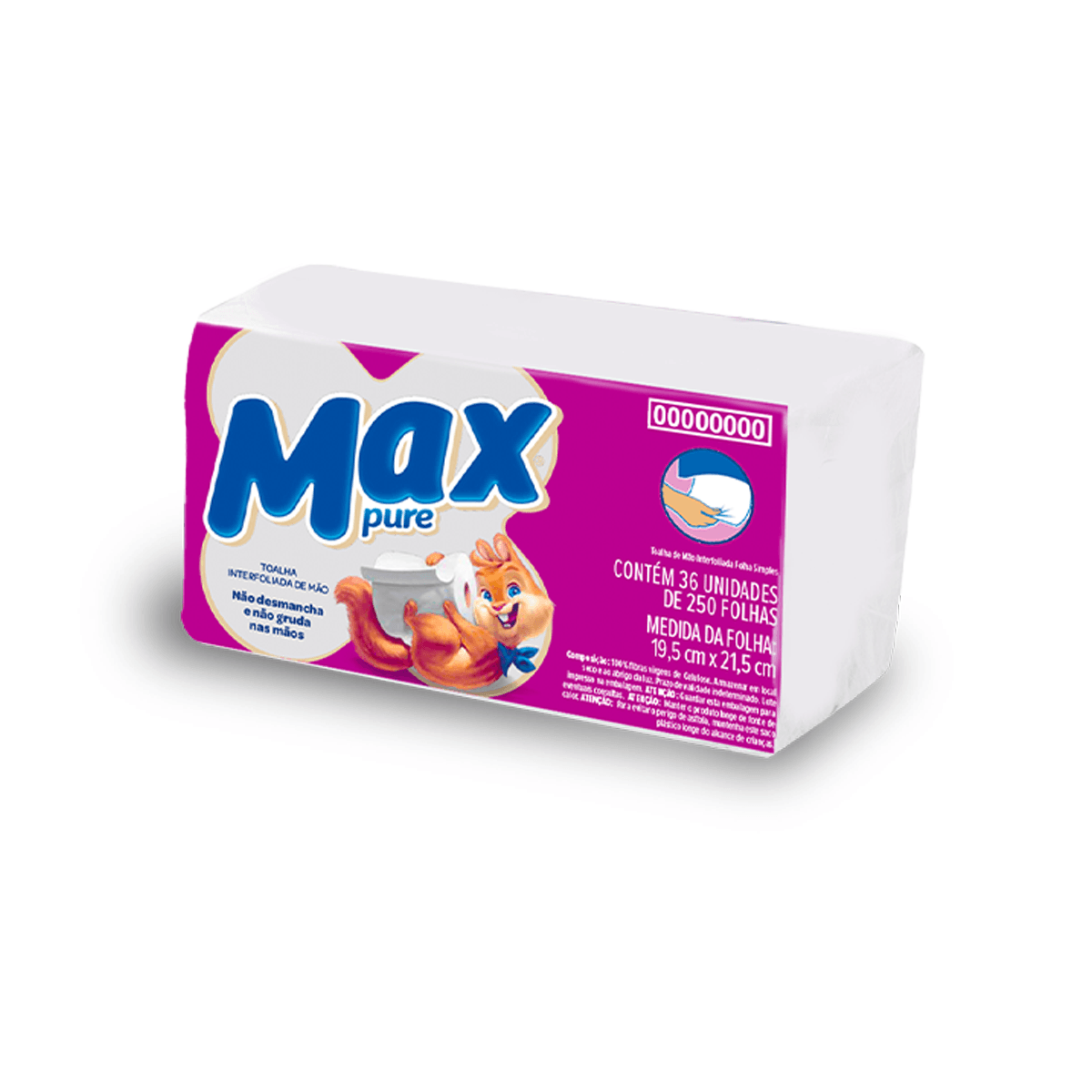 Encontraproduto.com.br - Papel Toalha Interfolha 2 Dobras Folha Simples 21,5x19,5 com 250 Folhas Max Pure