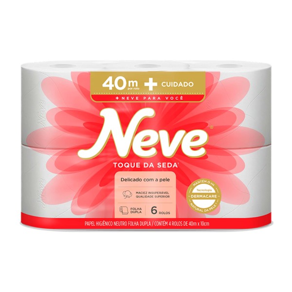 Encontraproduto.com.br - Papel Higiênico Neve Folha Dupla com 6 Rolos 40m