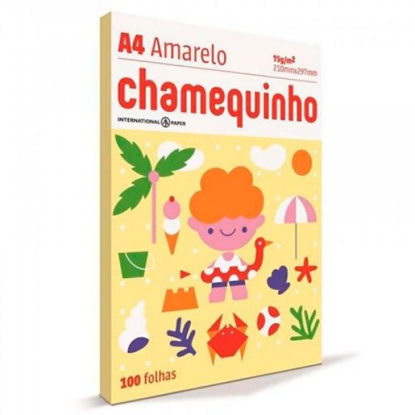 Encontraproduto.com.br - Chamequinho A4 Amarelo 100 Folhas