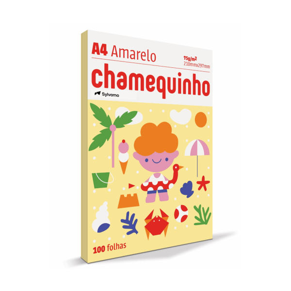 Encontraproduto.com.br - Chamequinho A4 Amarelo 100 Folhas