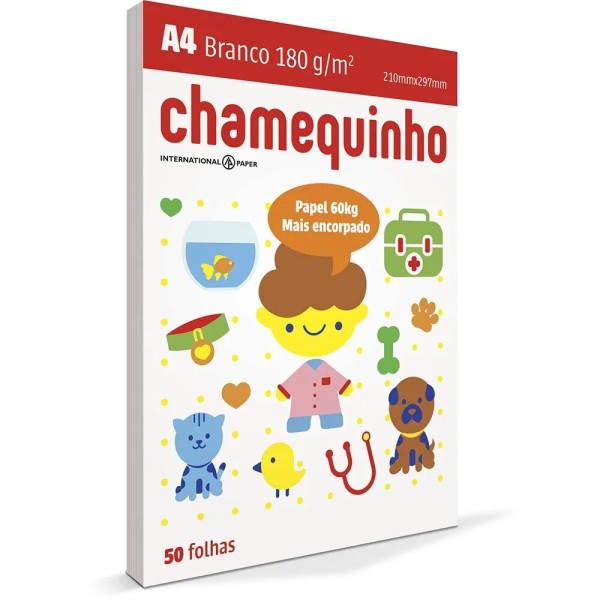 Papel Sulfite A4 50 Folhas 180gr Chamequinho