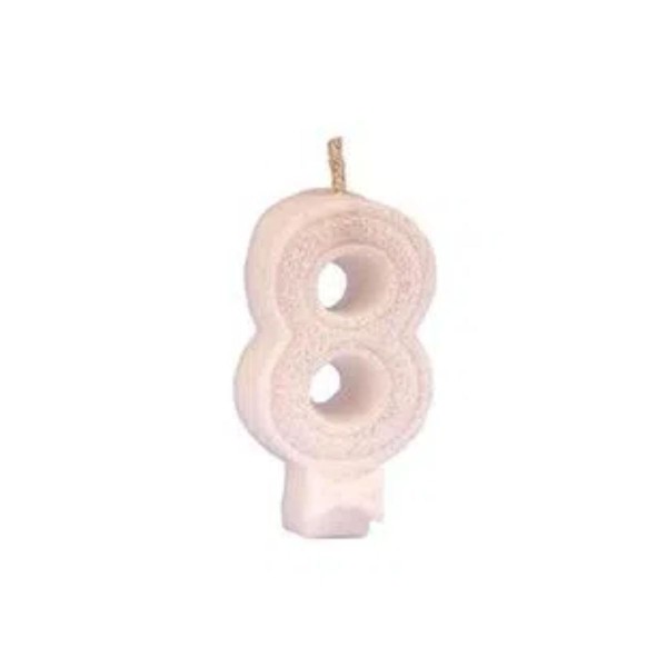 Vela de Aniversário Regina Super Glitter Branca Nº 8 Unidade