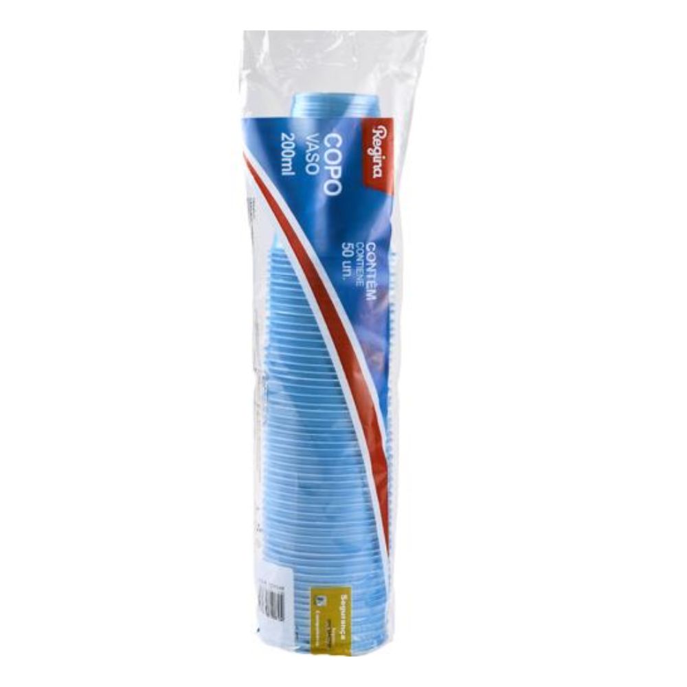 Encontraproduto.com.br - Copo Descartável Regina Azul 200ml com 50 Unidades