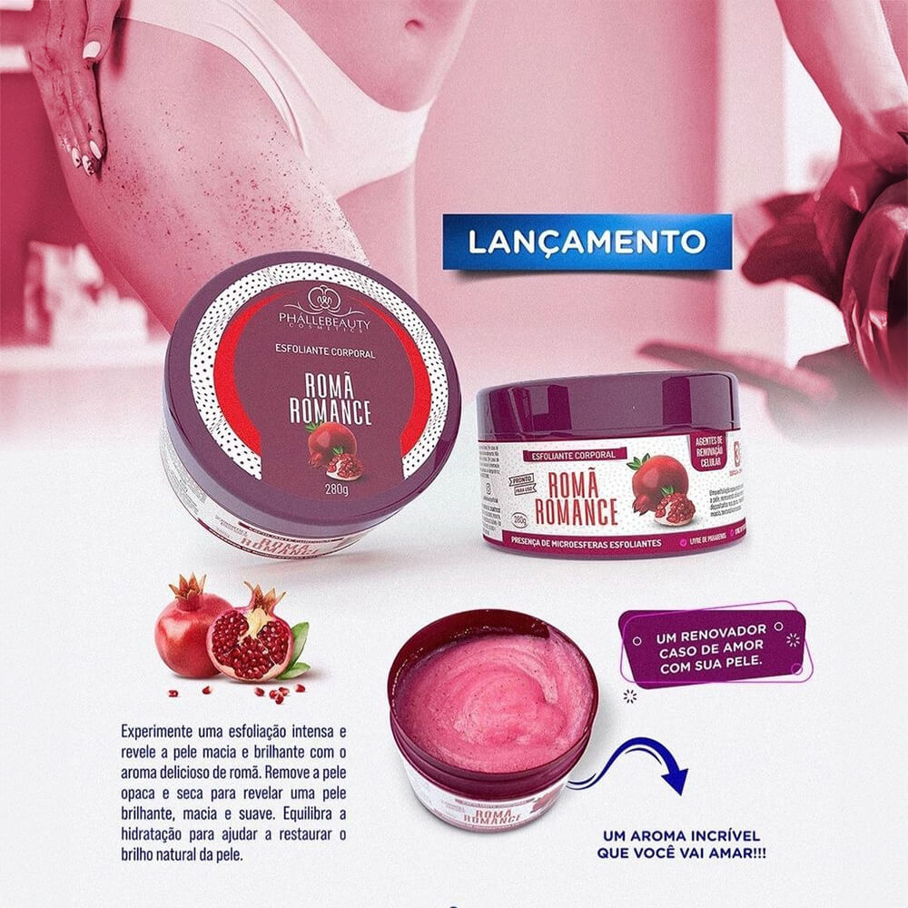 Encontraproduto.com.br - Phállebeauty - Esfoliante Corporal Romã Romance Microesferas 280g
