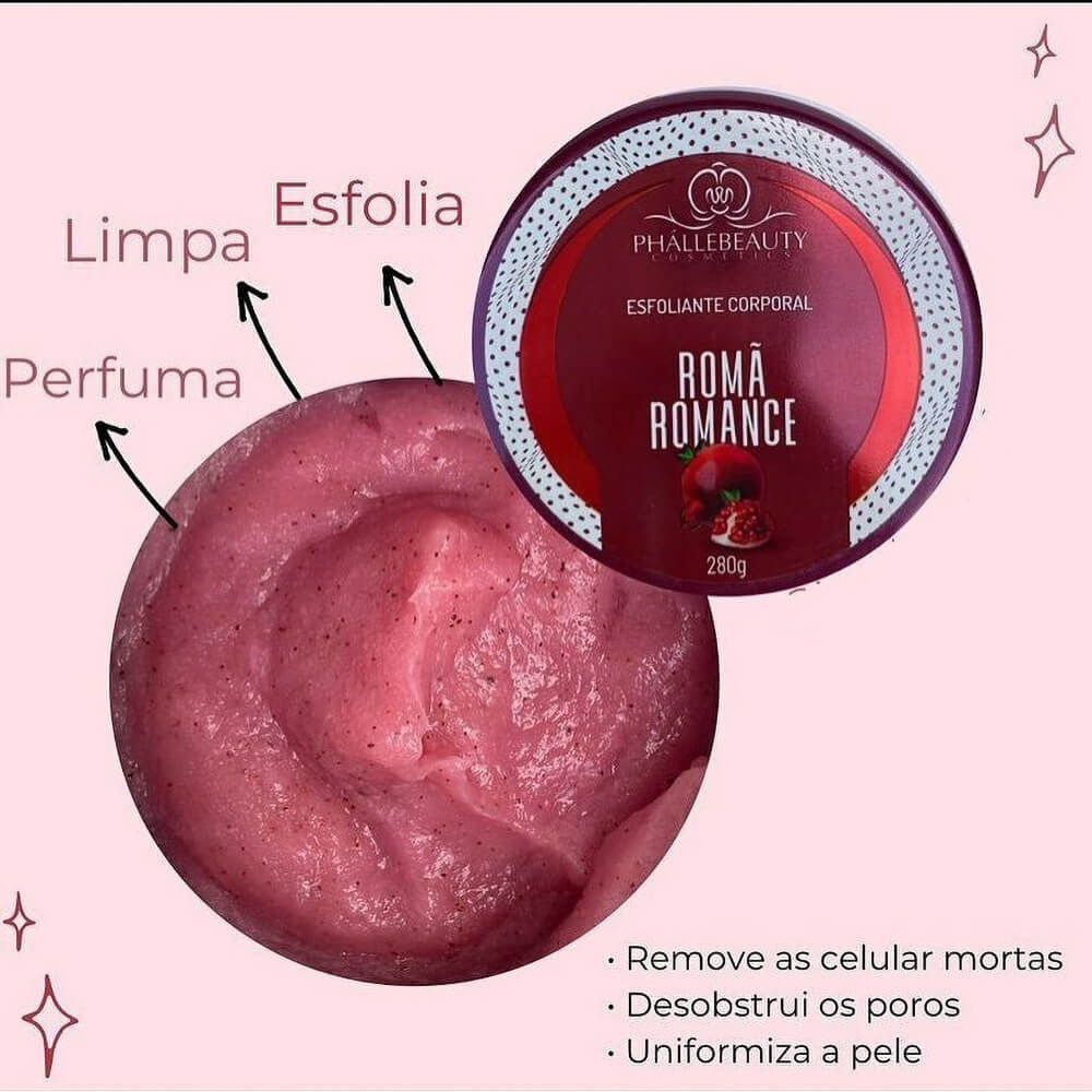 Encontraproduto.com.br - Phállebeauty - Esfoliante Corporal Romã Romance Microesferas 280g