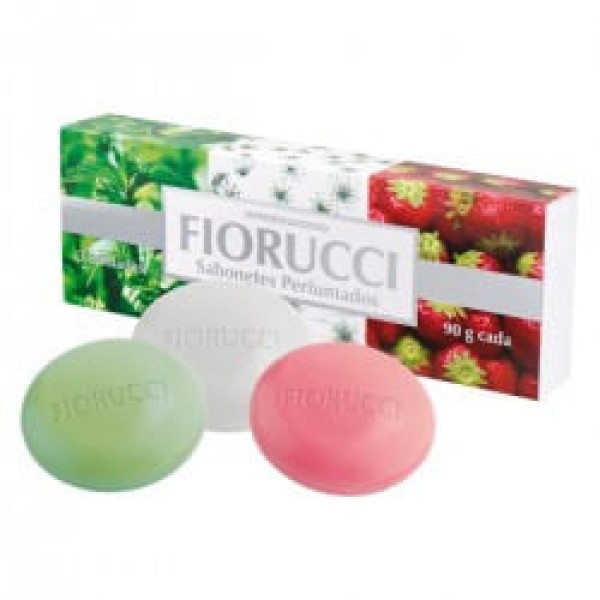 Encontraproduto.com.br - Kit Sabonetes Perfumados Fiorucci Hortelã Erva Doce e Morango 270g
