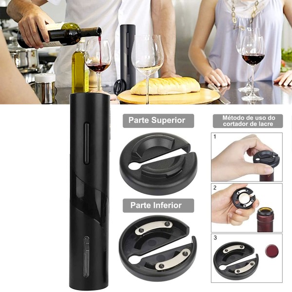 Encontraproduto.com.br - Saca Rolhas Tampa Abridor Vinho Elétrico Automático Portátil