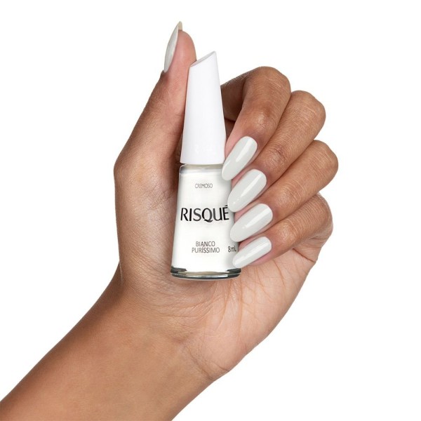 Encontraproduto.com.br - Esmalte Risque Cremosa Bianco Purissimo 8Ml - Risque