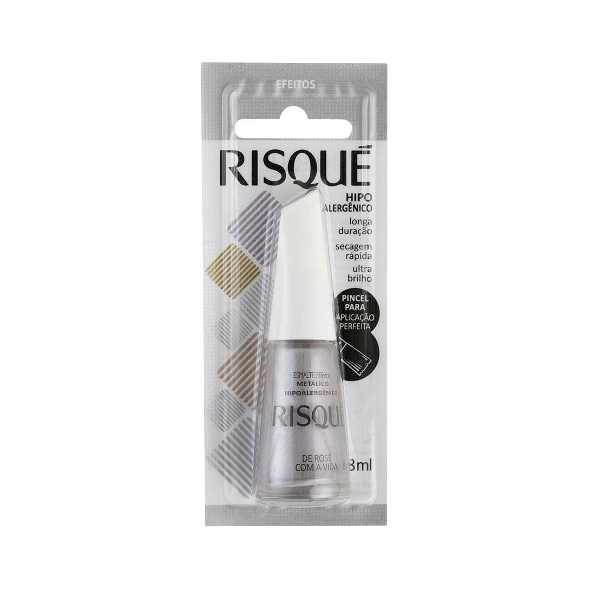 Esmalte Risqué Metálico De Rosé Com A Vida 8ml